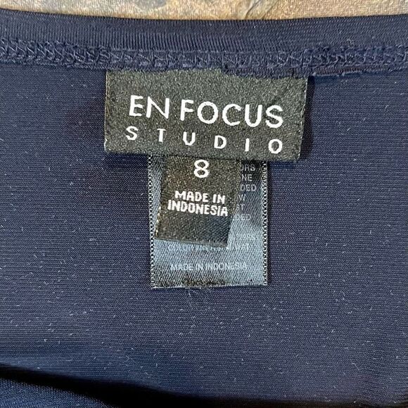 En Focus Studios Navy Color Block Elastic Waist Dress 8 - Picture 11 of 12